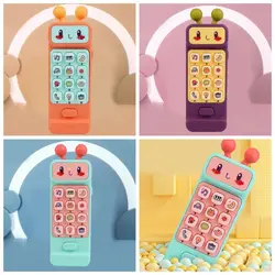 Juguete de teléfono para bebé, mordedor de ABS, juguete educativo para edades tempranas, simulación de teléfono falso, juguete de voz disponible en tres colores