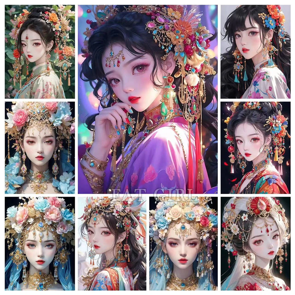 Full Round Diamond Painting Jewelry Cross Stitch Kits New 2023 Diy Classic Beauty 5d Mosaic Embroidery Art Anime Decor Home Gift