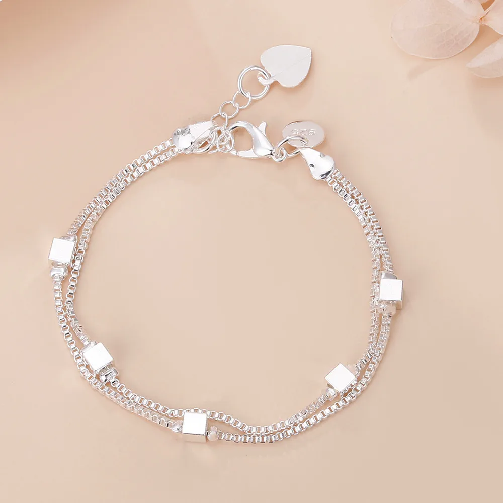 

NEW Fine Original luxury 925 silver charm chain Bracelets for women party Wedding engagement Jewelry gifts 20cm