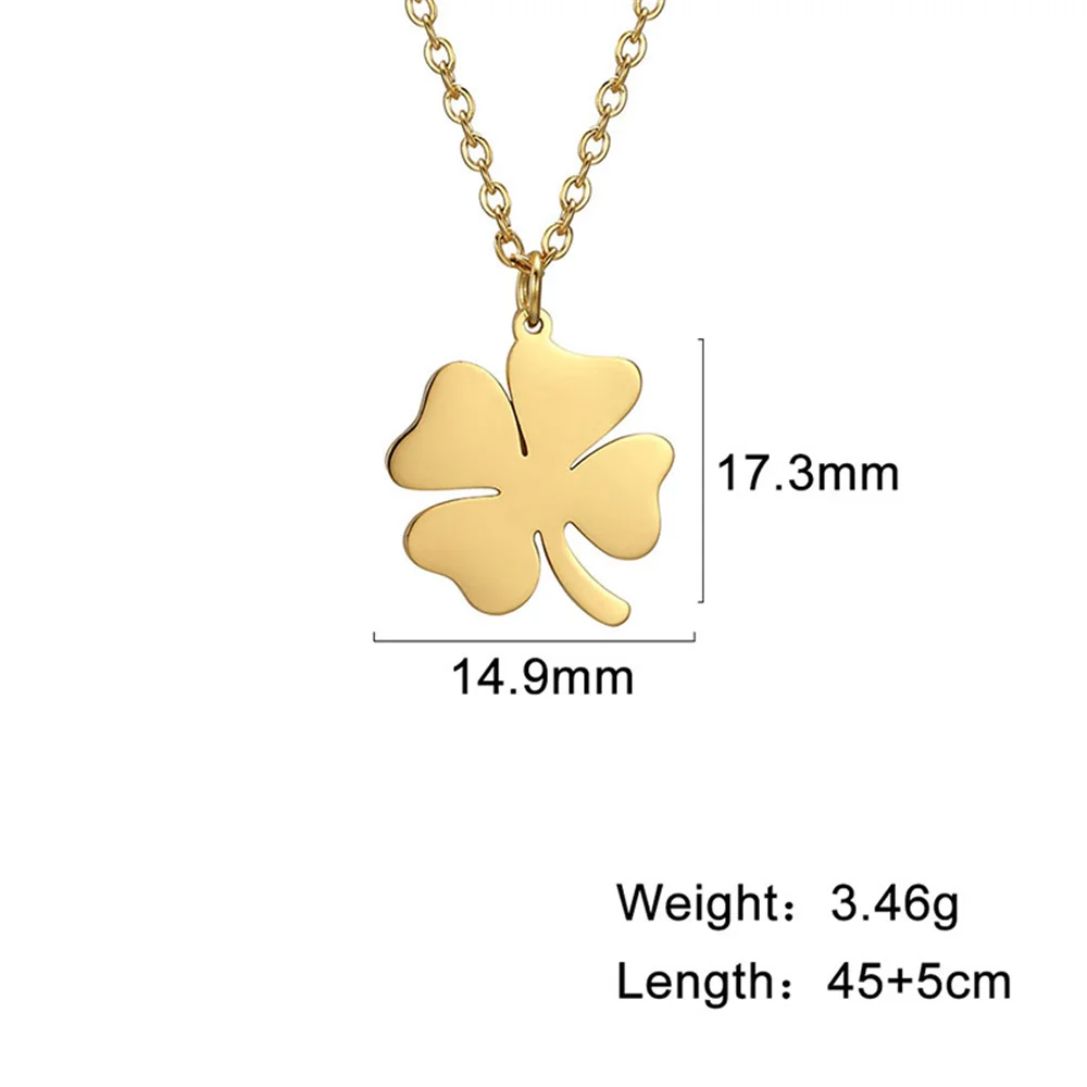 Kkjoy Edelstahl Pflanze Vierblättriges Kleeblatt Anhänger Halskette Mode Elegante Feminine Kurze Schlüsselbein Kette Halskette Schmuck – Detail 8