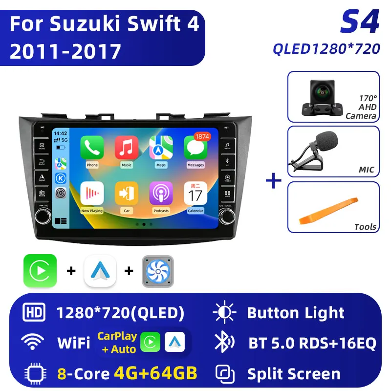Voor Suzuki Swift 4 2011 - 2017 Autoradio Intelligente Android 16 Auto Multimedia Video Player Stereo CarPlay GPS navigatie 2 Din