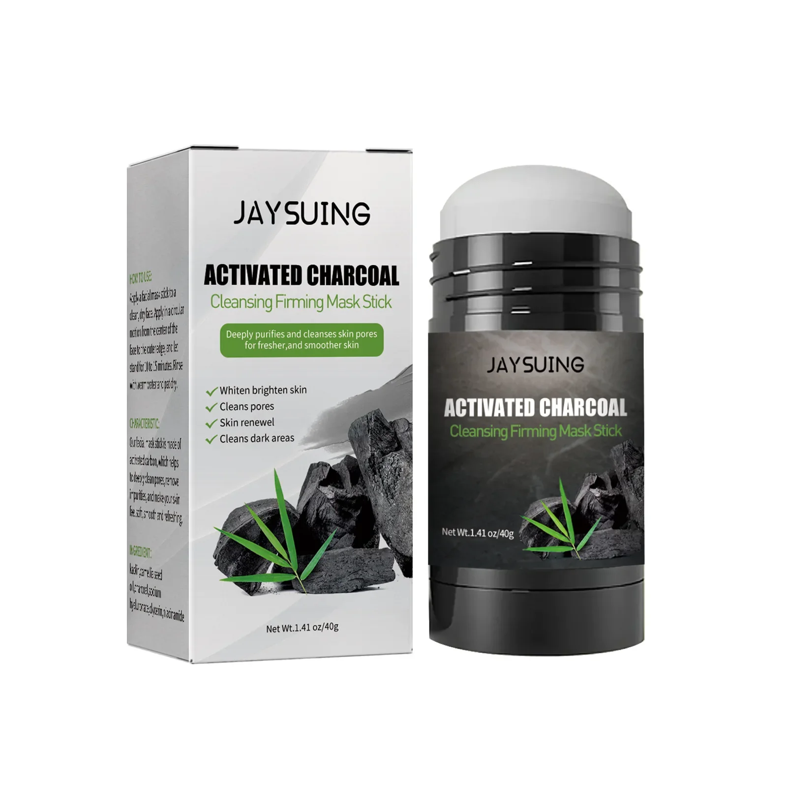 Top Quality Jaysuing Activated Charcoal Cleansing Mask Stick Facial Deep Cleansing Pores Blackhead Smear Solid Mask