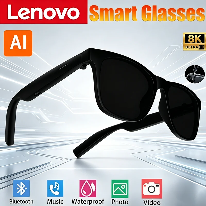 Lenovo AI Smart Glasses Remote Control Touch Photo Camera Recording Translator Voice Assistant Music Wireless Bluetooth Sunglass view 2