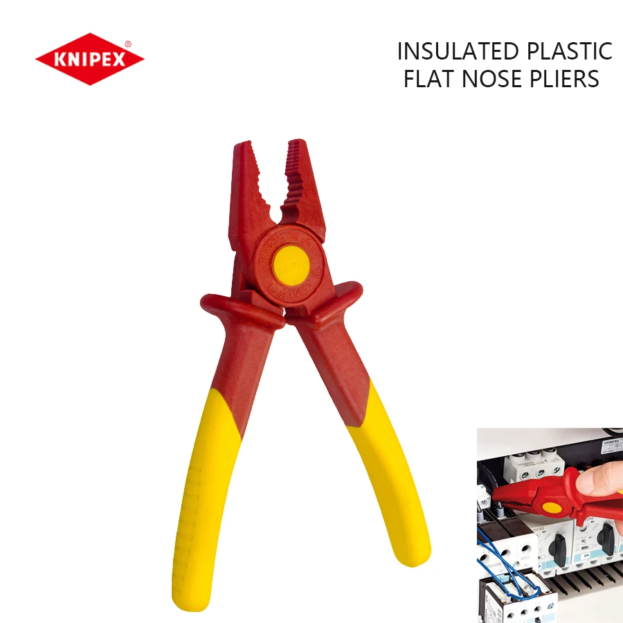 KNIPEX 986201 Insulated Plastic Flat Nose Pliers 1000V VDE Soft Plastic Handle