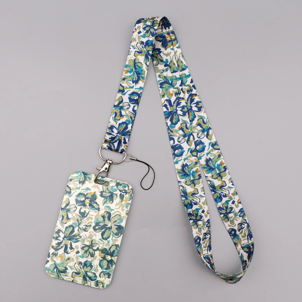 Retro Grünes Blumen-Schlüsselband Halsband Schlüsselanhänger Kartenhalter Ausweishalter Handyband Schlüsselring Zubehör Freundschaftsgeschenke