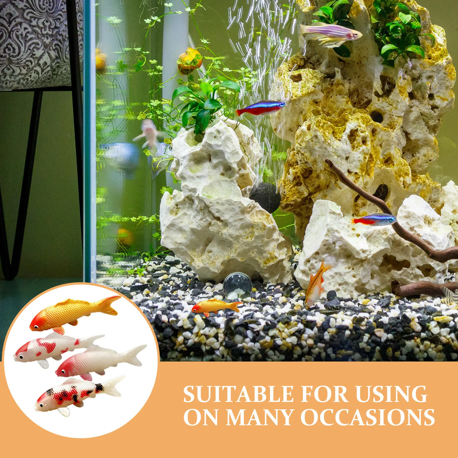 세련되고 사실적인 디자인의 잉어 장식 4개 세트, 수족 - Aquarium Fish Restaurant 리뷰 및 가격