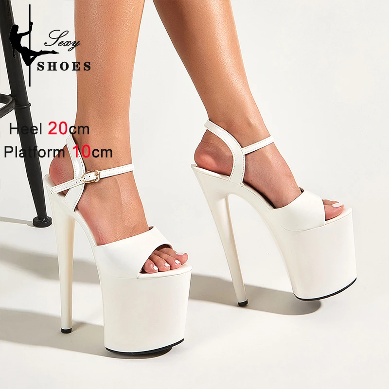 Voesnees 20CM/8 Zoll Damen Plateau-Sandalen 2026 Modische Sexy Dünne Hohe Absätze Party Hochzeit Offene Zehen Schnallenverschluss Sommer Stripper Stiletto 4