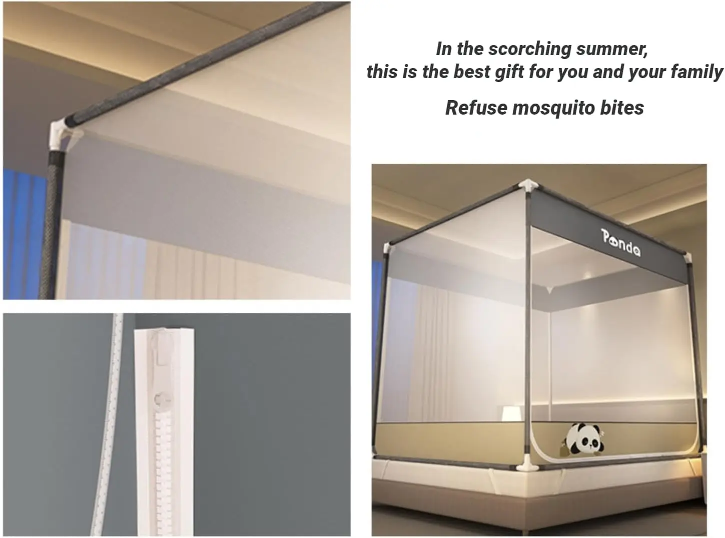 Mosquito Net for Beds, Baby Anti-drop Portable Folding Mosquito Netting, 2 Side Opening,Tents with Bottom and Detachable Top
