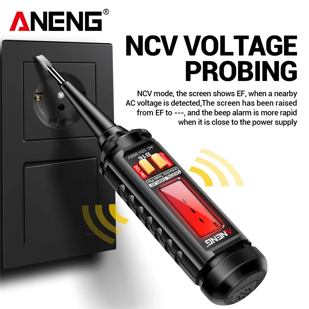 지능형 감지 디지털 측정 펜, 비접촉 12V-300V 전압 검출기, NCV 전압 프로빙 테스터, 계량기 도구, ANENG B16