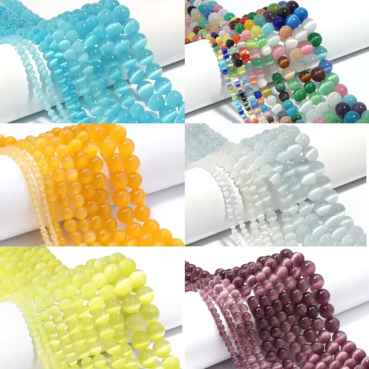 30-90 teile/los 4/6/8/10/12mm Bunte Cat Eye Runde Lose Perlen natürliche Stein Perlen Für Schmuck Machen DIY Halskette Armband