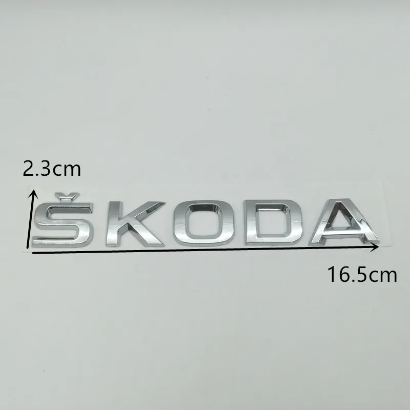 1pcs 3D ABS high quality silver/black car Letter Emblem Rear tail trunk Decals badge sticker Decal styling For Skoda