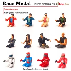 1/64 Male Female Drivers Driving Figure Miniature Model Creative Street Scene Microlandscape Prop Display for Cars Vehicles