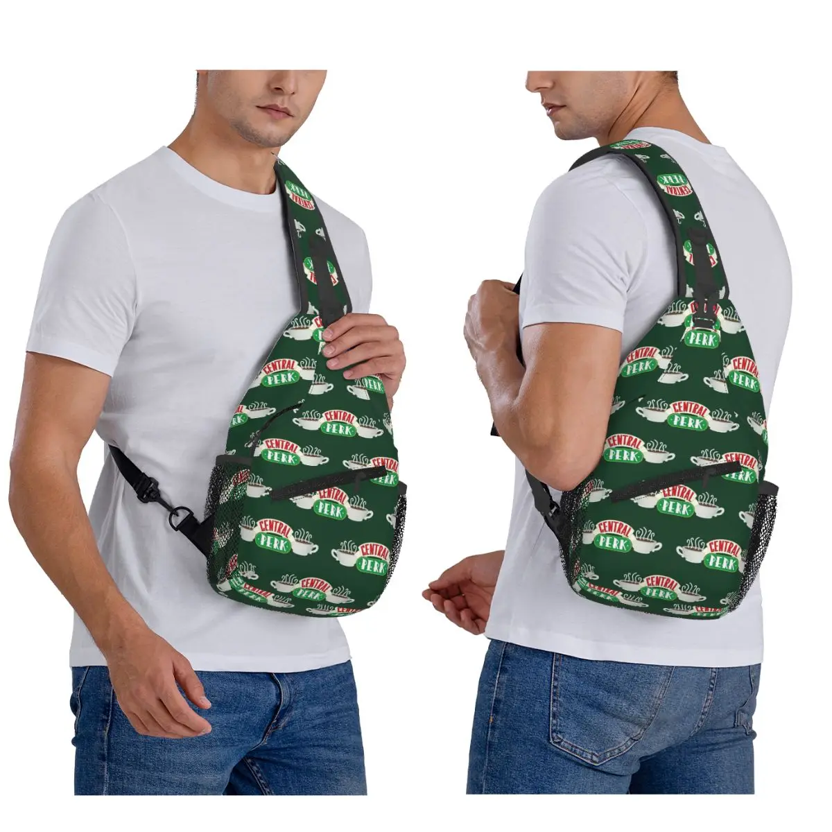 

Central Perk Friends TV Show Chest Bag Men Sling Crossbody Backpack Chest Bag Traveling Hiking Daypack Shoulder Bag