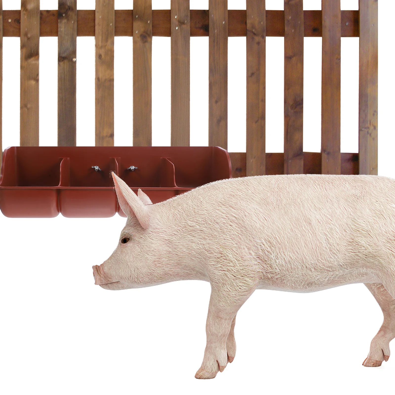 

Pig Feeder 4 Holes Plastic Poultry Manger Livestock Brown PP Trays Large Capacity Dry Wet Food Water Bowl Farm Necessity