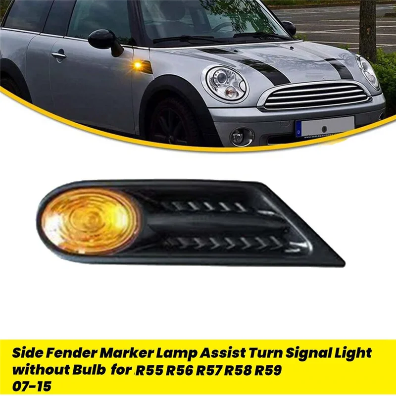 

ABTC-Side Fender Marker Lamp Assist Turn Signal Shell For MINI Cooper R55 R56 R57 R58 R59 07-15 Without Bulb