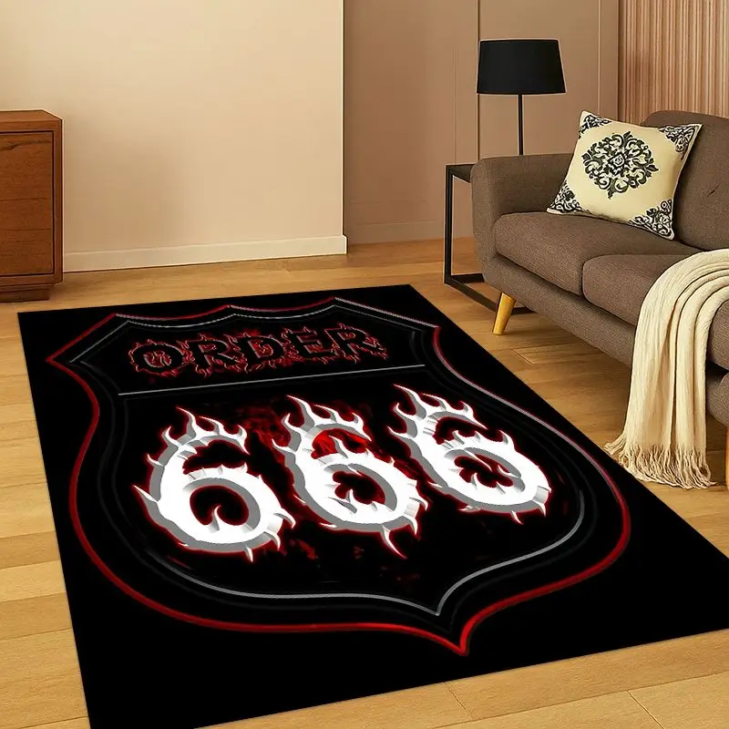 Retro Route74 America Mother Road Sign Carpet Rug for Bedroom Living Room Sofa Playroom Doormat Home Decor,Area Rug Non-slip