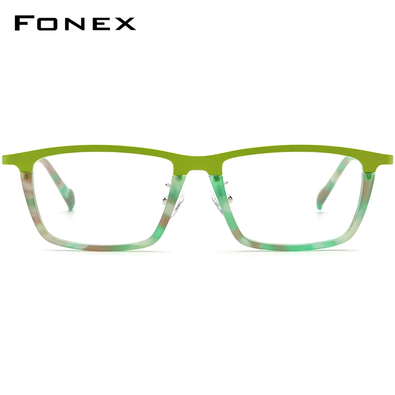 FONEX Acetate Titanium Glasses Frame Men 2025 Fashion Brand Design Square Eyeglasses Women Spectacles High Quality Eyewear 85792