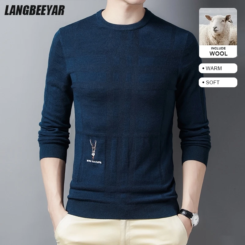 

Top Grade Luxury Wool Blend Men Fashion Autum Winter Brand Knit Pullover Designer Slim Fit Sweater Korean Woolen Casual Jumper