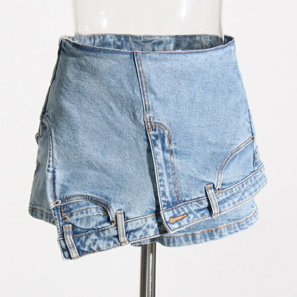 

Summer Street Trendy Women's Asymmetrical Stretch Denim Shorts Casual Sexy Culottes Personalized New