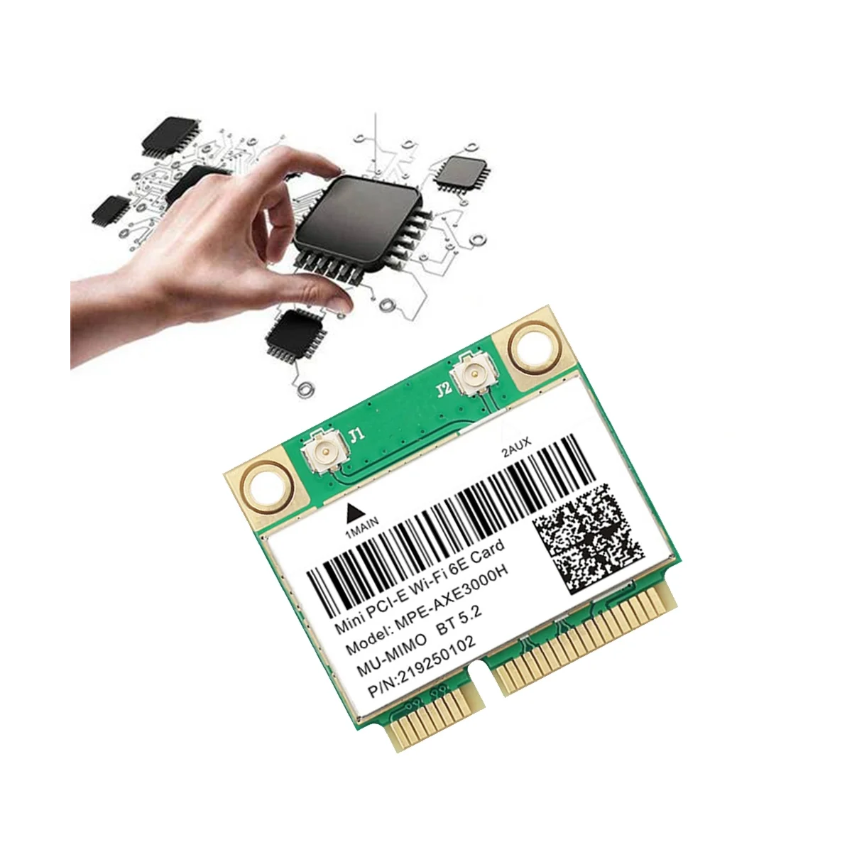 MPE-AXE3000H WiFi Card+Antenna WiFi 6E 2400Mbps Mini PCI-E for BT 5.2 802.11AX 2.4G/5G/6Ghz Wlan Network Card