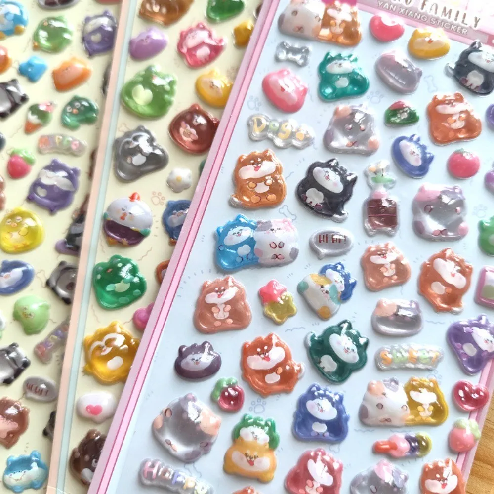 ملصقات حيوانات كاواي منقوشة ثلاثية الأبعاد مكونة من 4 قطع - ديكور كرتوني للأطفال للهواتف وأجهزة الكمبيوتر المحمولة وحقائب الظهر متجر ملصقات BulingBuling