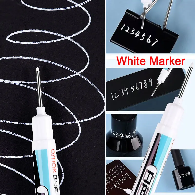 3Pcs Set 0.7mm 1.0mm 2.5mm White Color Permanent Paint Oily Marker Pen For Tyre Wood Glass Leather Metal Ceramic Art Graffiti