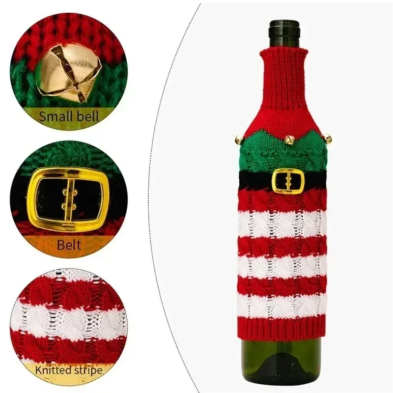 Weaving Christmas Wine Bottle Bags Christmas Party Table Decorations New Year Christmas Gifts Wine Bottle Covers