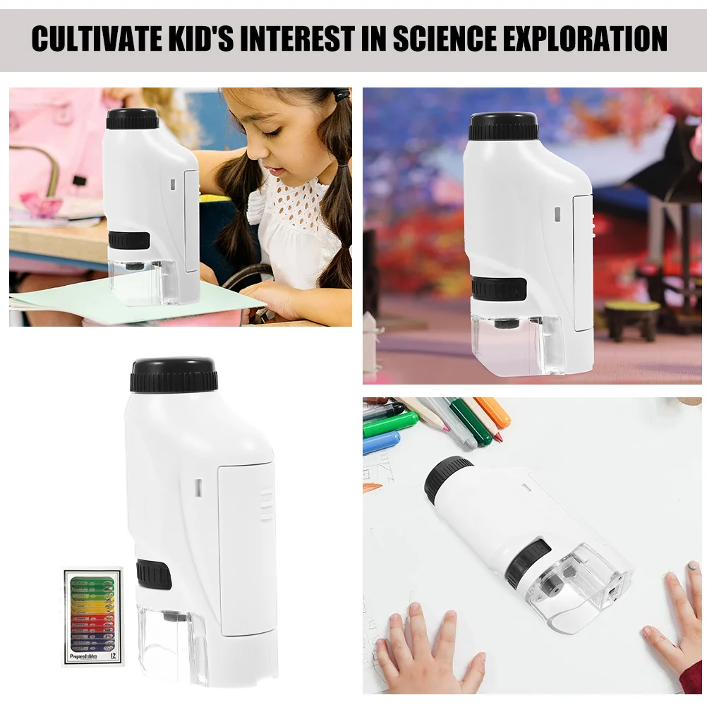 Microscópio de bolso para crianças, lupa portátil, ferramenta educacional científica, acessório de experimento biológico de alta definição