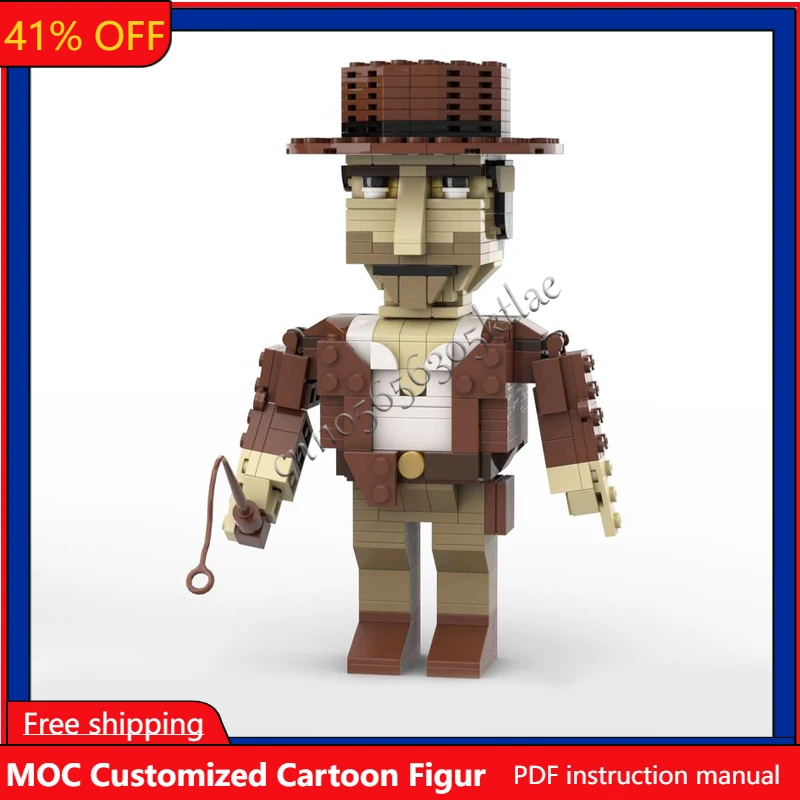 

399 PCS MOC Customize Archaeologist Indiana Jones Figure Brickhead Model Creative Puzzle Birthday Cartoon Anim Figures Toys Gift
