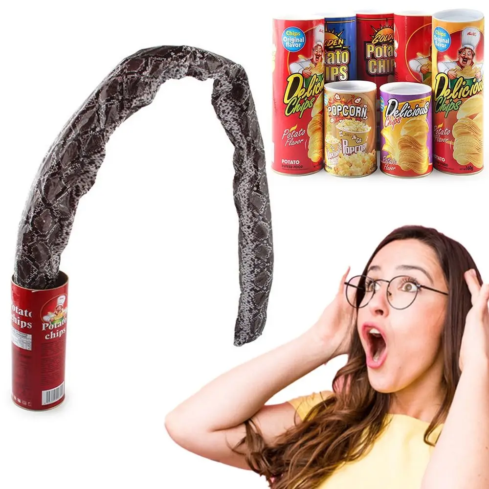 

Party Scary Fries Play Fun Toys April's Fool Day Novelty Funny Toy Chips Cans Snake Magic Potato Chips Cans Snake Tricks