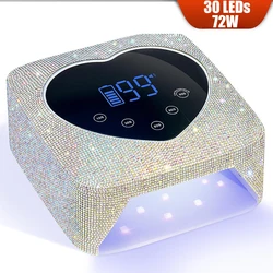 72W UV LED Nail Lamp Rechargeable Fast Drying Sparkly Nail Dryer Manicure Lamp Wireless for Curing All Gel Nail Polish