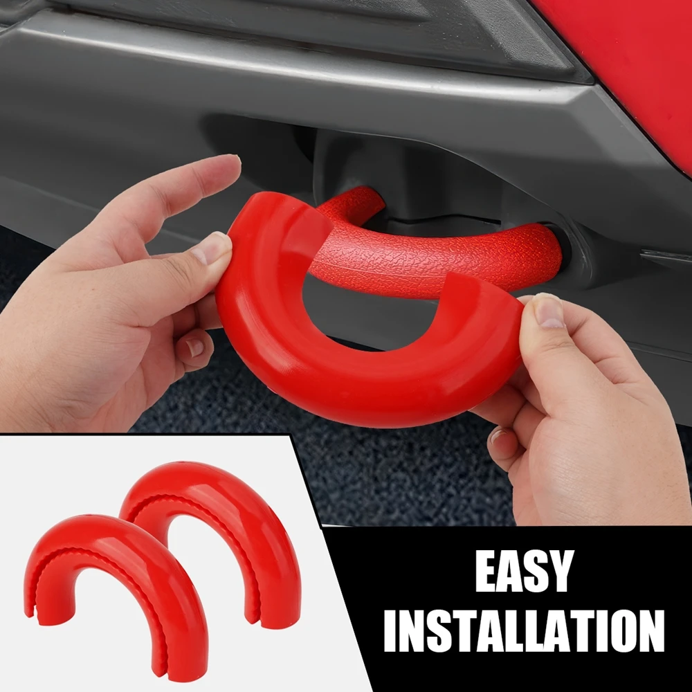 2/4PCS D-Ring Towing Hook Sleeve For Ford F150 2004-2024 Red D Ring Towing Hook Sleeve Exterior Accessories