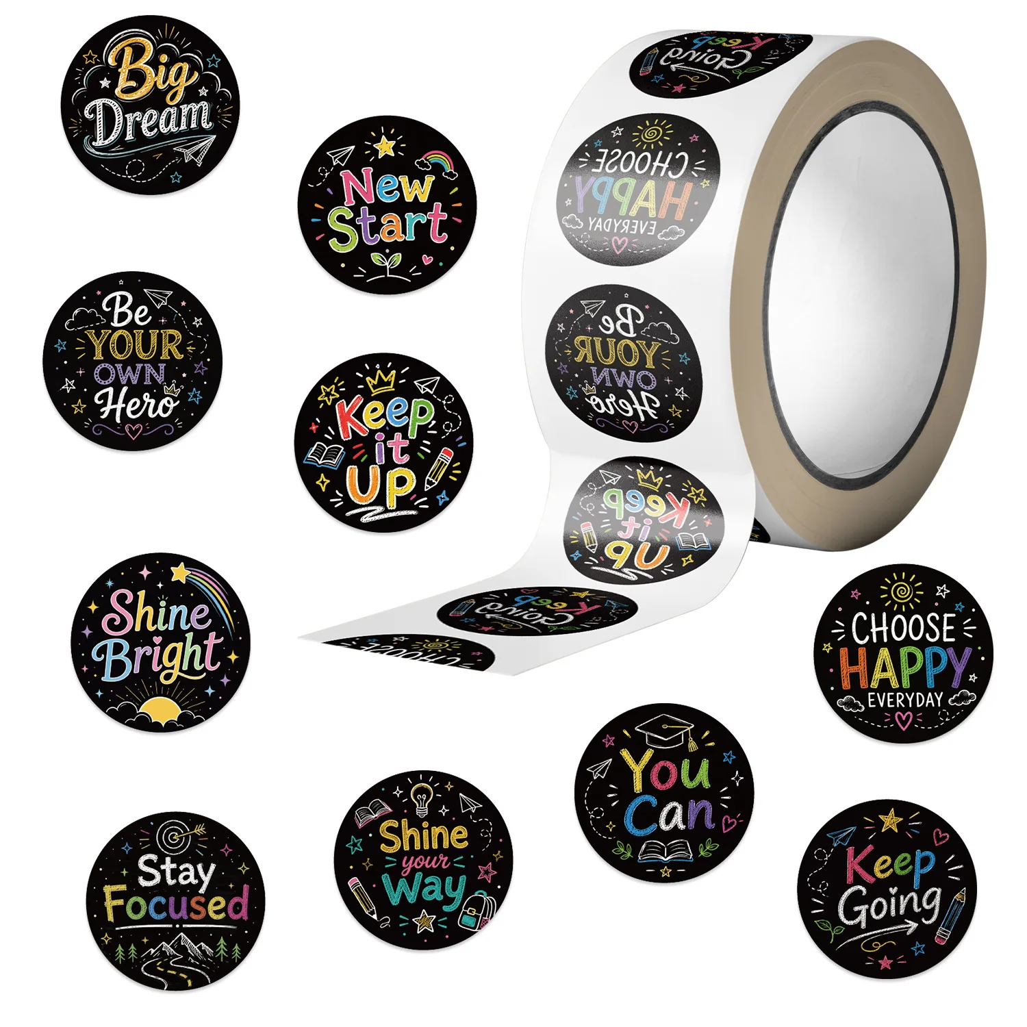 500 Pcs Cartoon Back to School English Washi Tape Journal Stationery Notebook DIY Decorative Stickers Gift