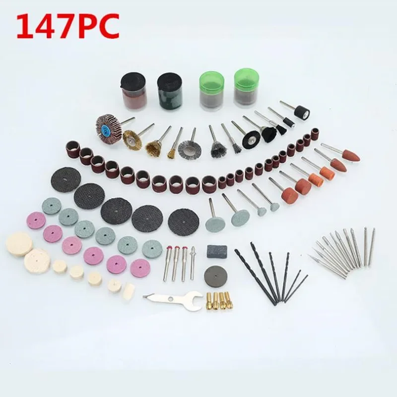 

147Pcs Rotary Tool Accessories Kit 1/8-inch Shank Power Tool Accessory Set Easy Drilling Sawing Sanding Grinding Polishing