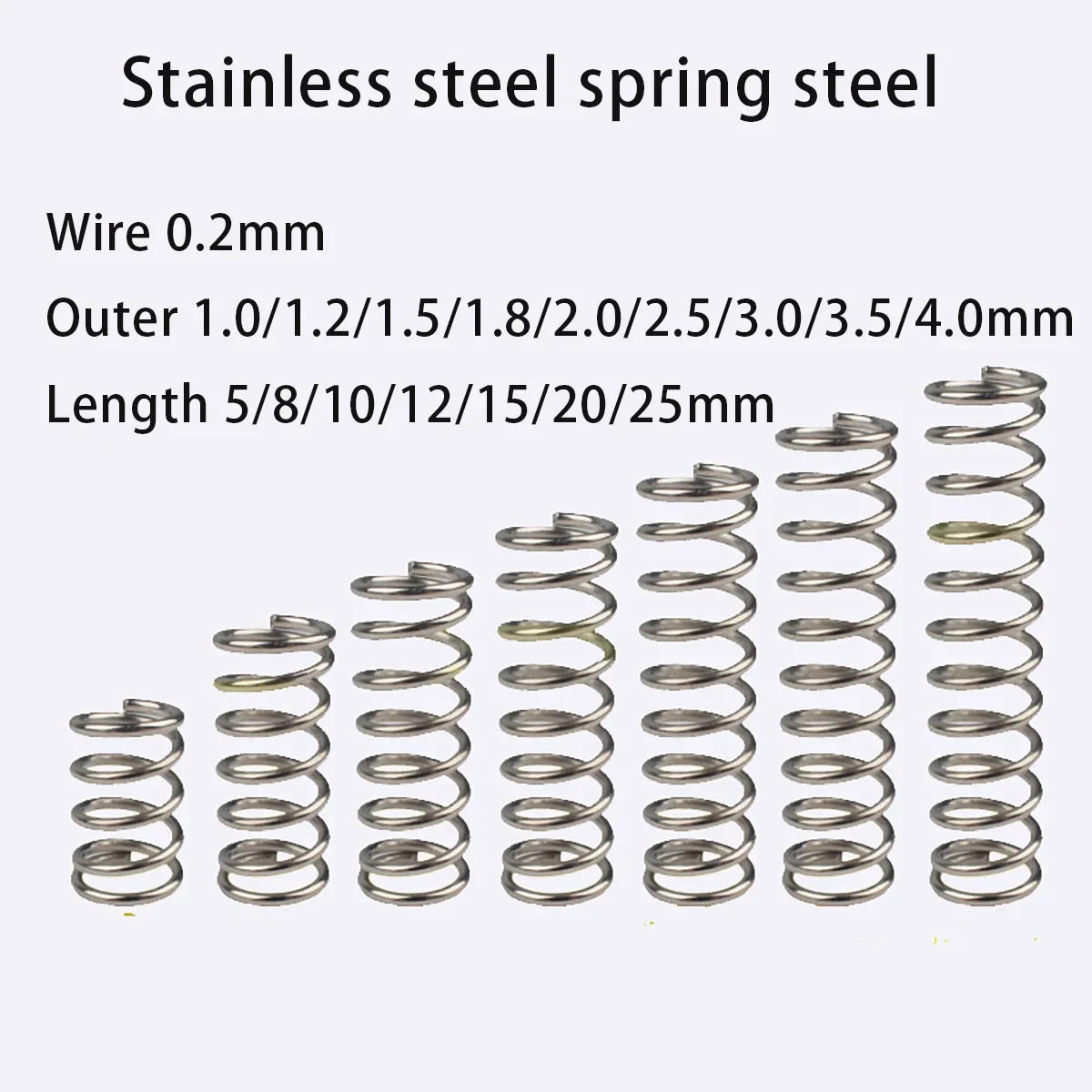 

Strong Spring Compressed 304 Stainless Steel Miniature Ballpoint Pen Spring Wire 0.2mm Outer 1.0/2.0/3.0/3.5/4.0mm Length 5-25