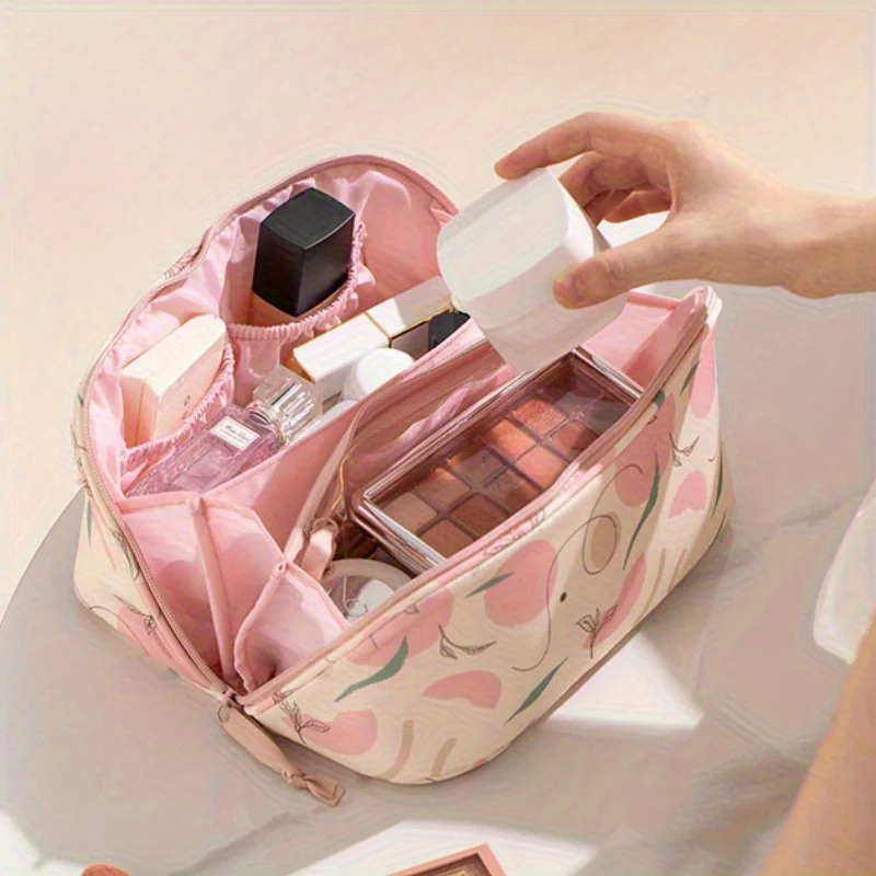 

1 шт. шикарная косметичка большой емкости, водонепроницаемый дорожный косметический органайзер с разделителями, портативная косметичка для женщин и девочек