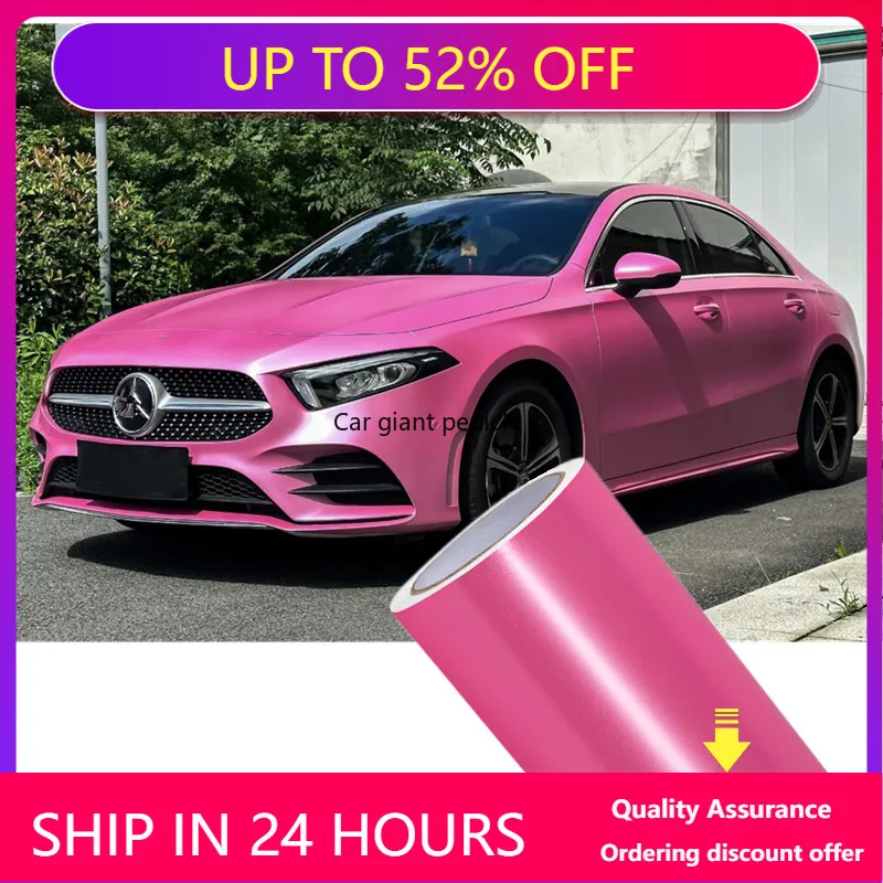 matte Metal Princess Pink  Vinyl Car Wrap Film Auto Plastic  Auto Plastic Assurance Air passage pattern Stickers Covering Foil