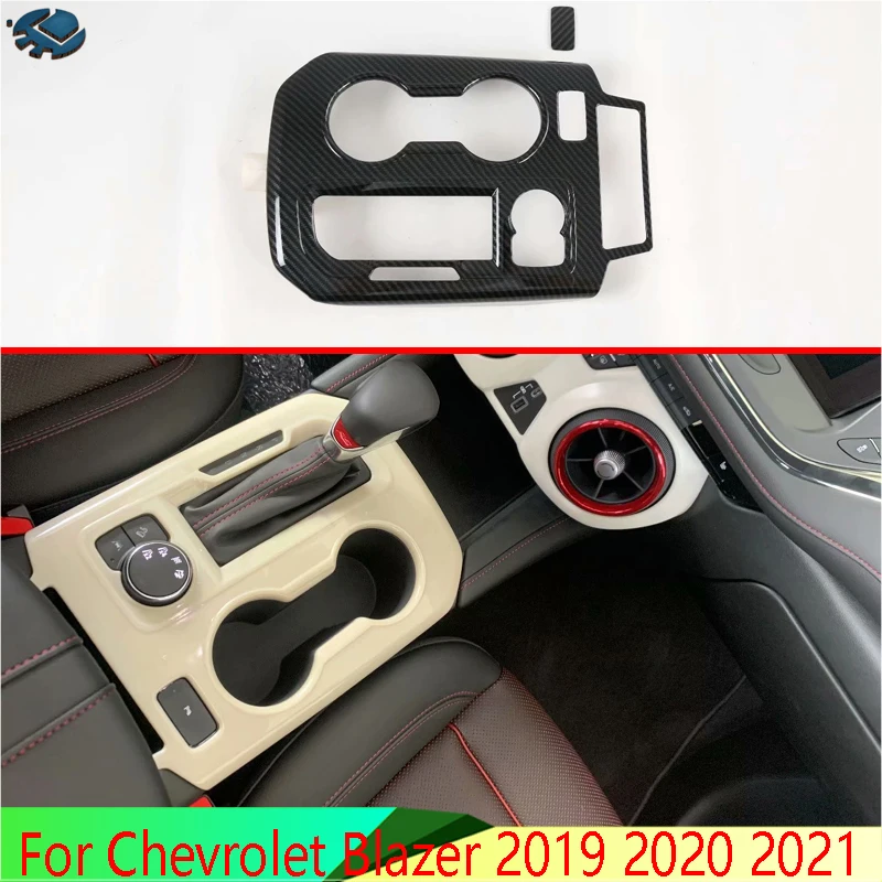 Para Chevrolet Blazer 2019-2021, Cubierta Decorativa para el Panel de Cambio de Marchas, Estilo Fibra de Carbono, Marco para la Consola Central, Adhesivo para Auto 2020