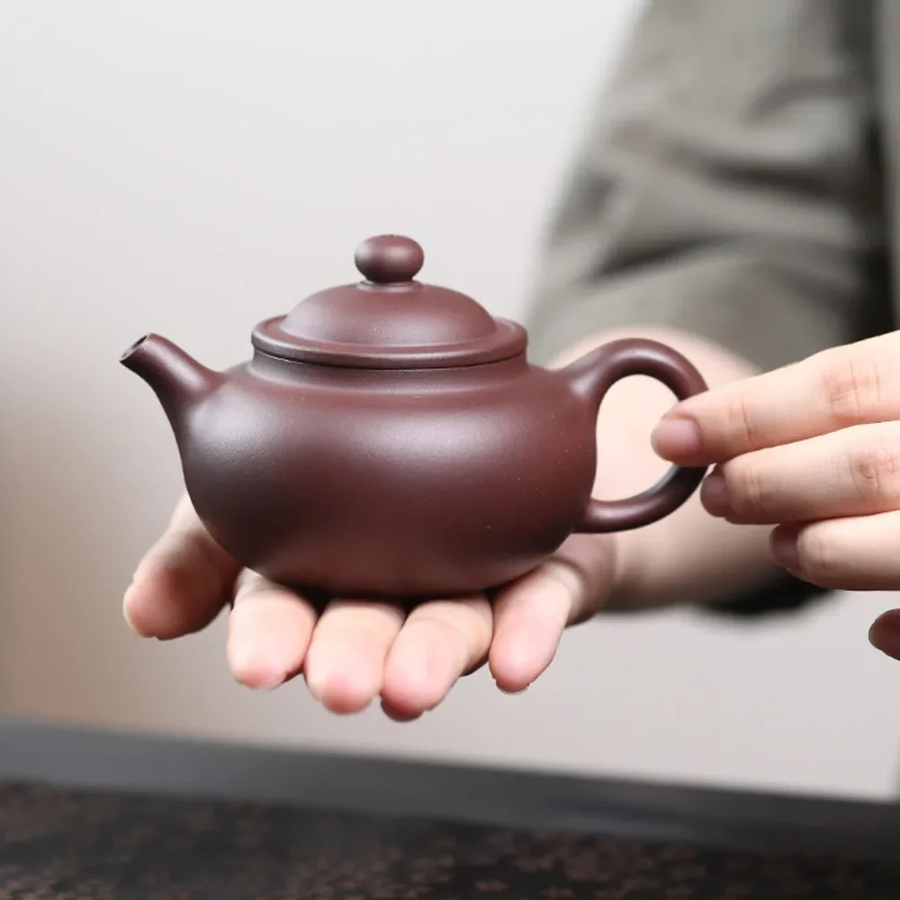 120ML Luxury Yixing Purple Clay Teapot Handmade Bamboo Hat Pot  Tea Maker Kettle Teapot