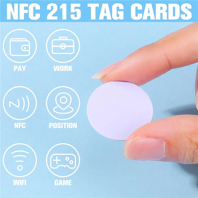 SQPP-160Pcs NFC Tagsntag 215 NFC ملصق رقاقة مستديرة NFC علامة إعادة الكتابة بطاقة NFC لزجة الظهر NFC تمكين جهاز الهاتف الخليوي