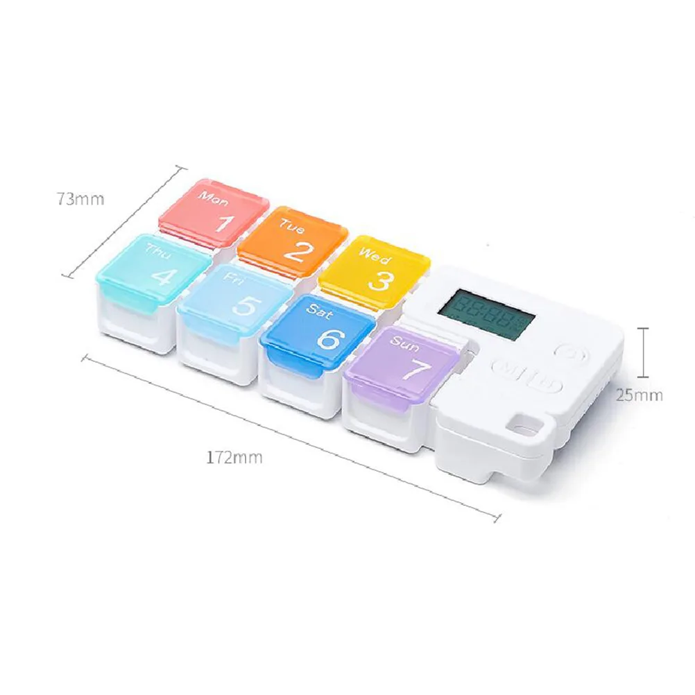 

1pc 7-Compartment Smart Pill Box Transparent Lids Easy Open 4-Set Alarm Reminder Medicine Organizer Storage Case For Daily