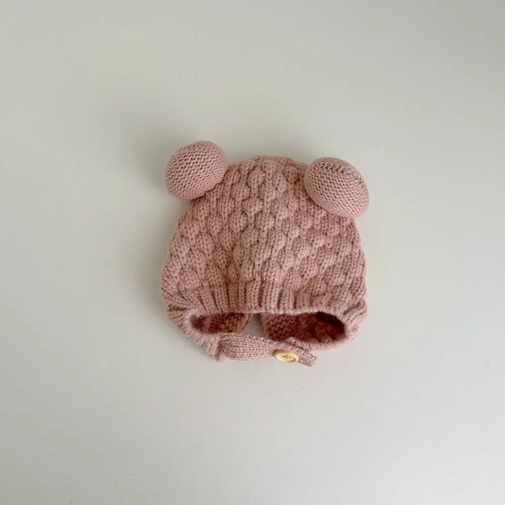 

New Warm Knitted Hat Windproof Cute Bear Pullover Cap Pompom Coldproof Ear Protection Hat Outdoor Sports