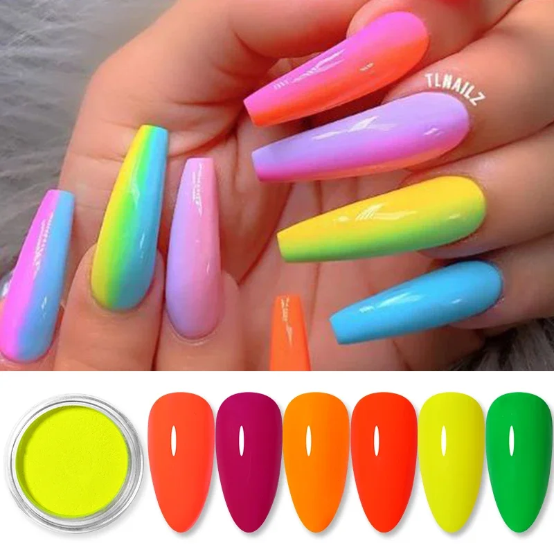 Neon pigmentpoeder fluorescerende nagelglitterset voor doe-het-zelf gel polish manicure