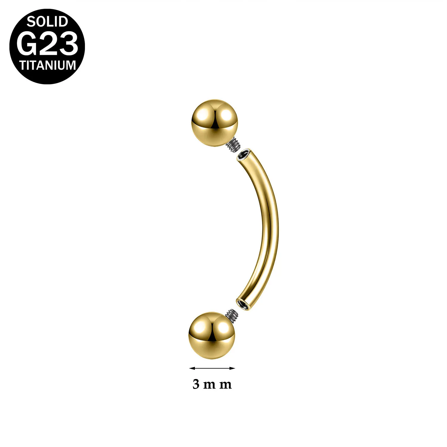 G23 Titanium Eyebrow Ring with Internal Thread for Piercing