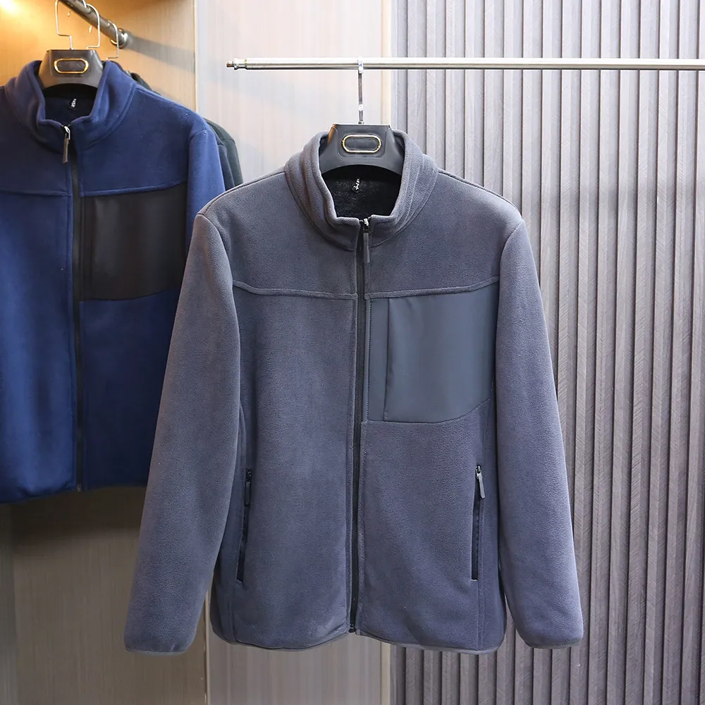 

Мужская теплая повседневная куртка-кардиган с воротником-стойкой на молнии, свободного кроя, из полиэстера, с длинными рукавами, зимнее пальто