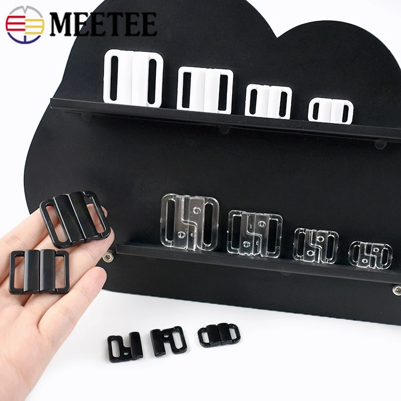 20-100Sets 10/15/20/25mm Plastic Buckles for Bra Bikini Strap Clasps Resin Closure Button Underwear Hooks DIY Sewing Accessories