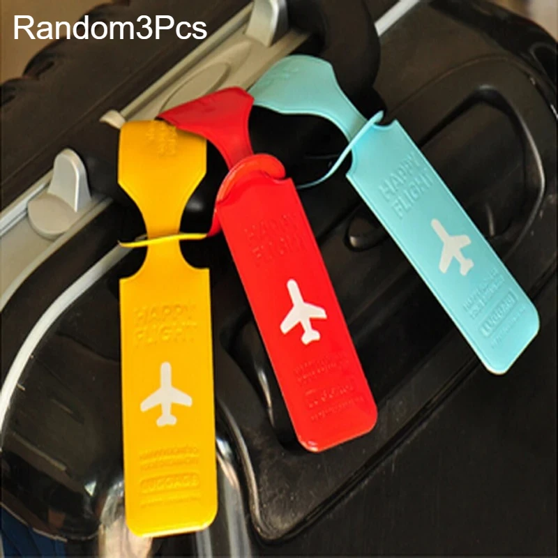 Random 3Pcs Travel Luggage Tag Cover Suitcase ID Baggage Tag Holder Letter Baggage Boarding Tags Portable Label Creative Accesso
