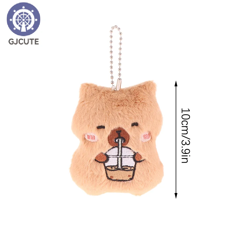 Pendentif en peluche capibara qui couine, dessin animé, thé au lait, doux, beurre en peluche, porte-clés de voiture, sac à dos, cadeau de décoration