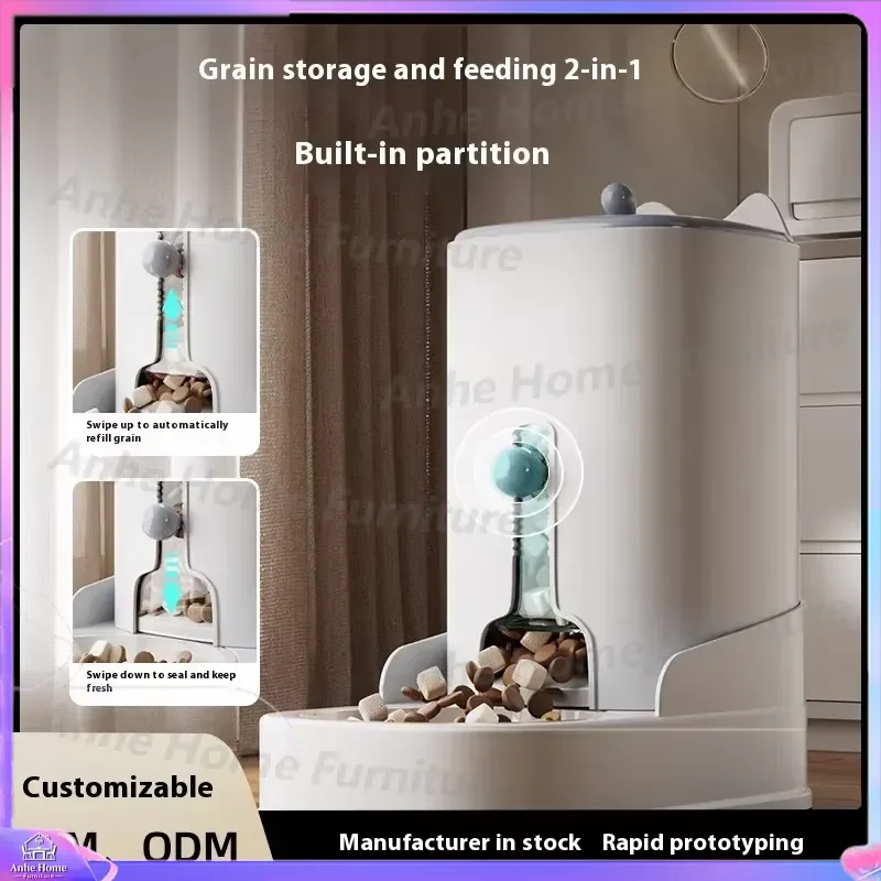 Automatic Pet Feeder Large Capacity Dog Cat Food Dispenser with Water Bowl Durable Plastic Storage Container Smart Self