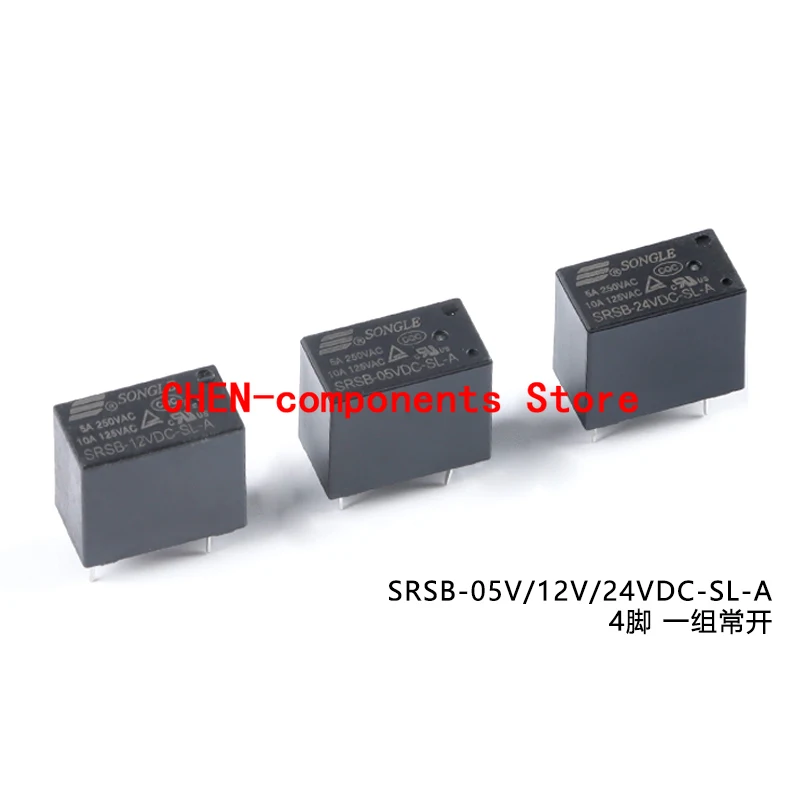 

10PCS NEW SONGLE Relay SRSB-05VDC-SL-A SRSB-12VDC-SL-A SRSB-24VDC-SL-A Black 5V 12V 24V Power Relay A Set Of Normally Open 4Pin